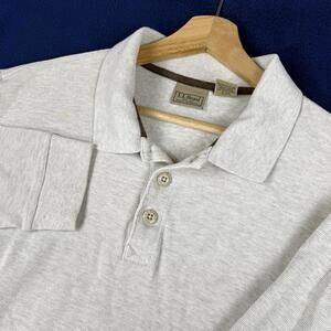 L.L Bean Rugby Waffle Knit Shirt Men Size L-Tall 0KB63 Thermal Beige 100% Cotton